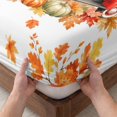 thumbnail image 3 of Full Size Fitted Sheet Set - Red Truck Fall 3 Piece Bedding Sets 16" Deep Pocket Fitted Sheet with 2 Pillowcases, Orange Pumpkins Maple Leaf Botanical Thanksgiving Brushed Microfiber Hotel Bed Sheets, 3 of 9