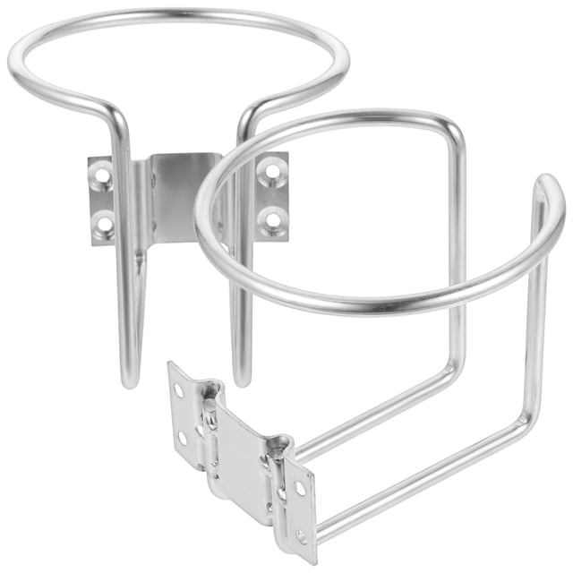 Porte-Boisson en Acier Inoxydable pour Voiture avec Design Anneau et Porte-Gobelet en Forme de L Argent 2 Pcs