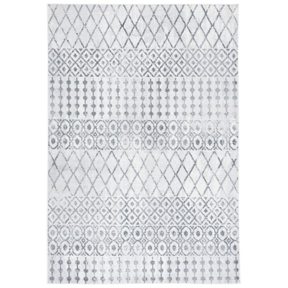 SAFAVIEH Toscana Carolus Geometric Polyester Area Rug, Ivory/Dark Grey, 5'3" x 7'6"