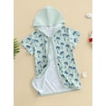 thumbnail image 5 of BemeyourBBs Toddler Baby Girls Boys Swim Cover Up Swimwear Kids Swimsuit Coverup Zip-Up Beach Bathing Suit Robe Short Sleeve Hooded Coverups Beachwear, 5 of 9