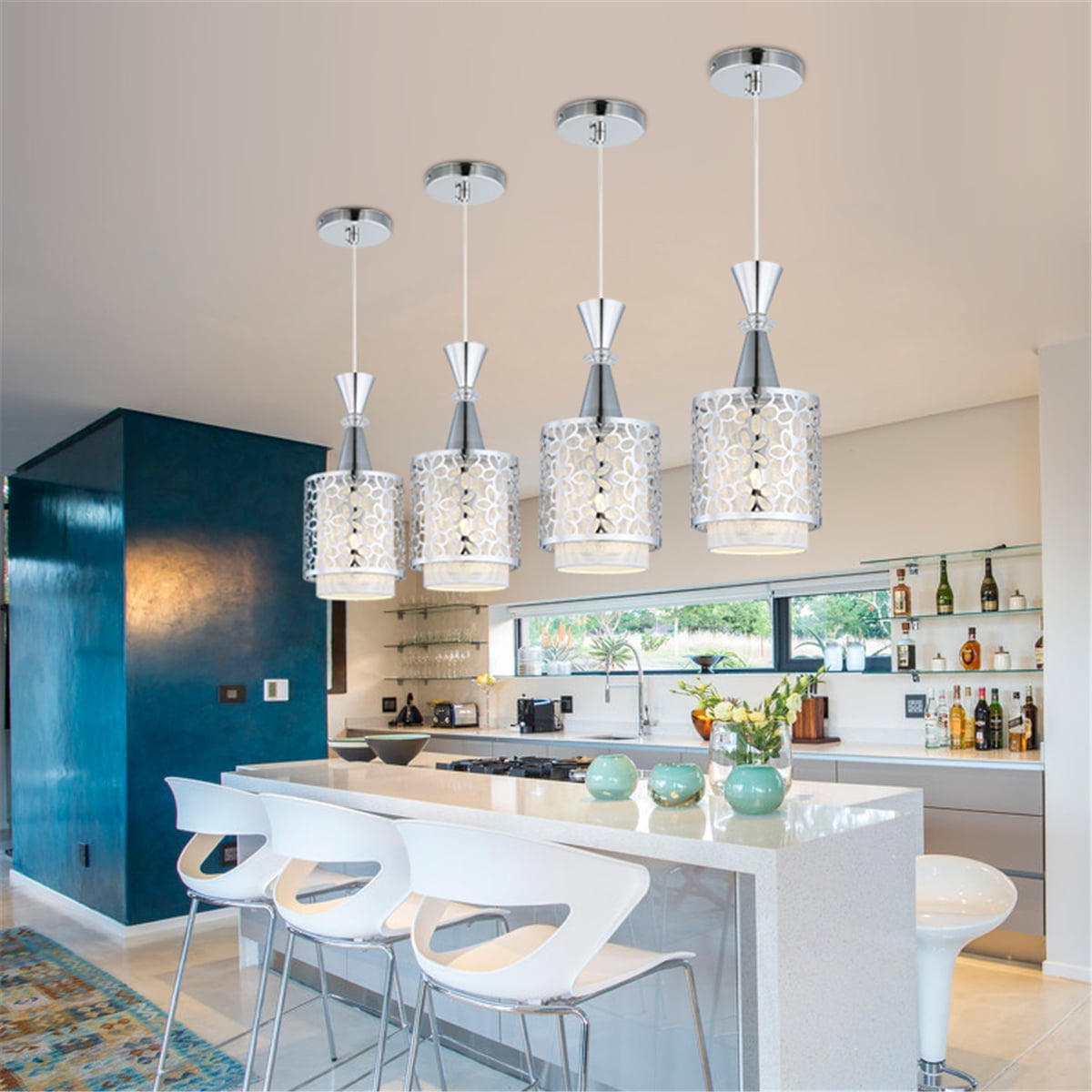 Modern Colorful Winebottle Glass Pendant Lights Cord LED Lamp Ceiling Fixtures 
