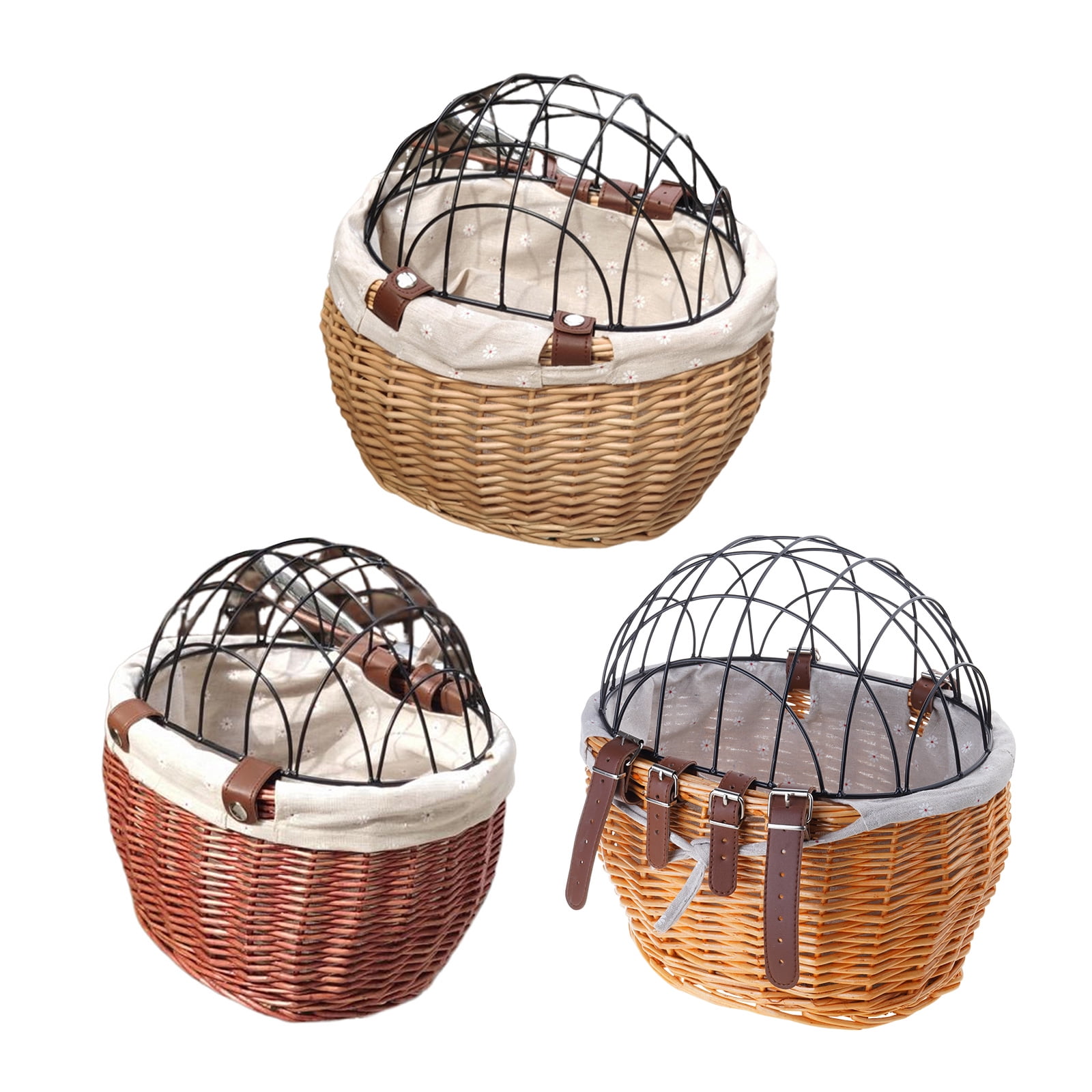 Woven Rattan Storage Bike Basket Front Bicycles Basket Rattan Basket Woven Storage Basket with Adjustable Belt