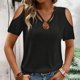 thumbnail image 5 of Conjuntos de trabajo para mujer,Camisa de manga corta para mujer, blusa con cuello en V y botones, corte holgado e informal, 93 % poliéster, 7 % elastano, ideal para todas las estaciones, sopatenor, 5 of 9