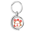 thumbnail image 1 of Cherry Blossoms Lucky Fortune Cat Japan Rotating Keychain Metal Keyring Holder, 1 of 2