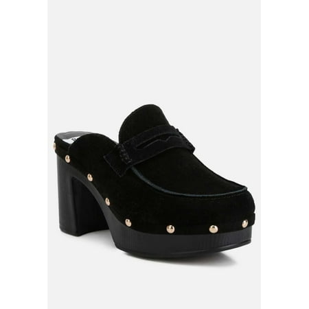 

Riley Suede Platform Clogs In Black
