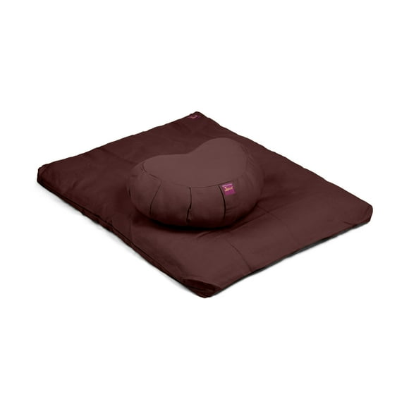 Kit de Méditation - Zabuton et Croissant de Zafu Rempli de Sarrasin - 2 Pcs - Yogavni (Chocolat)