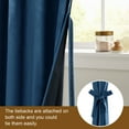 thumbnail image 6 of XWZO Velvet Blackout Curtains for Bedroom - Soft Room Darkening & Noise Reducing Window Curtain Drapes for Farmhouse/Sliding Glass Door with Tiebacks, Grommet, Navy Blue, W52 x L72, Set of 2, 6 of 8