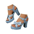 thumbnail image 1 of Mepaouo Sandales à Talons Blocs Épais pour Femmes, Bout Ouvert, Plateforme avec Nœud, Escarpins de Soirée pour Robe, 1 of 8