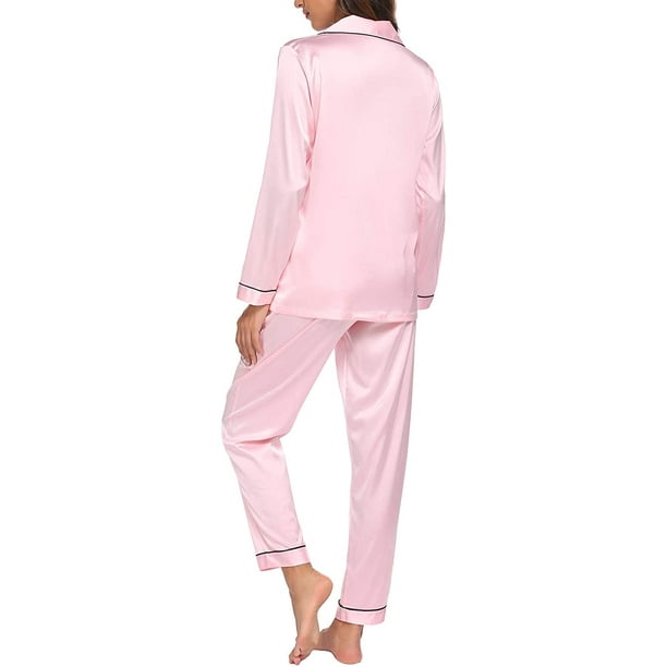 Women's Classic Pajamas Long Sleeve Button Down Sleepwear 2 Piece