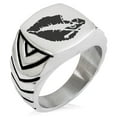 thumbnail image 1 of Stainless Steel Skull & Crossbones Kiss of Death Chevron Pattern Biker Style Polished Ring, 1 of 1