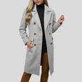 thumbnail image 2 of Duqingm Womens Winter Coats Women Oversized Long Winter Coats Warm Wool Blend Pea Trench Coat Overcoat Light Gray,L, 2 of 6
