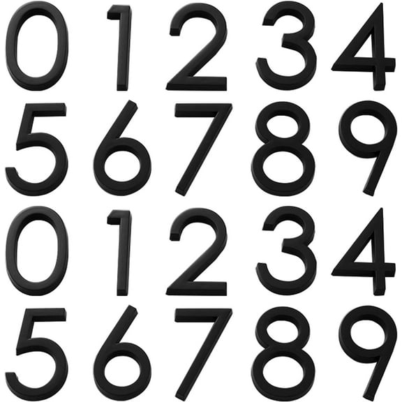 Pack of 20, Self Adhesive Black Waterproof Mailbox Numbers 0-9, lyfLux Door Address Numbers Stickers for Apartments, Hotel, Offices, Decoration Projects (2 Inch)