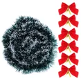 thumbnail image 3 of Cinta de oropel con lazo navideño de 10/2 m, guirnalda para hacer tú mismo, adorno colgante para árbol de Navidad, cintas verdes, colgante para boda, fiesta, decoración del hogar, 3 of 5