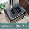 thumbnail image 3 of 25 Tall Modern Nightstand with Charging 23.6 Wide Wood Bedside Table 2 Storage Drawers Large Mid Century End Table for Bedroom and Living Room Curved Profile Natural Oak, 3 of 6