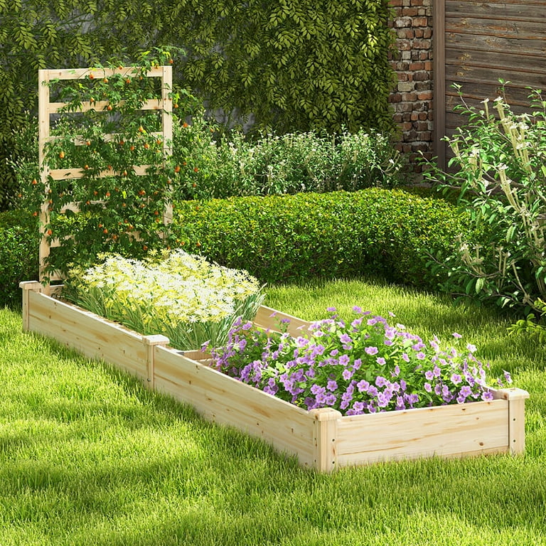 Gymax Elevated Wooden Raised Garden Bed with Divided Space Gymax Elevated Wooden Raised Garden Bed with Divided Space