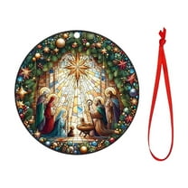 LanSuare Christmas Nativity Scene Ornaments, 3.14Inch Religious Nativity of Jesus Pendant, Suitable for Courtyard, Lawn, Patio, Window, Christmas Tree, Outdoor Hanging Decoration