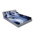 thumbnail image 2 of Ambesonne Wolf Fitted Sheet & Pillow Sham Set, Howling Under Full Moon, Queen, Blue Pale Blue, 2 of 2