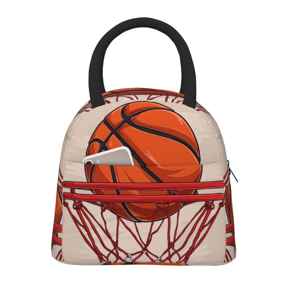 Defioc Basketball Shot Print LunchBag for Women and Men - Leakproof Cooler Tote Bag Organizer - Reusable Lunch Box for Office/Picnic/Hiking/Beach