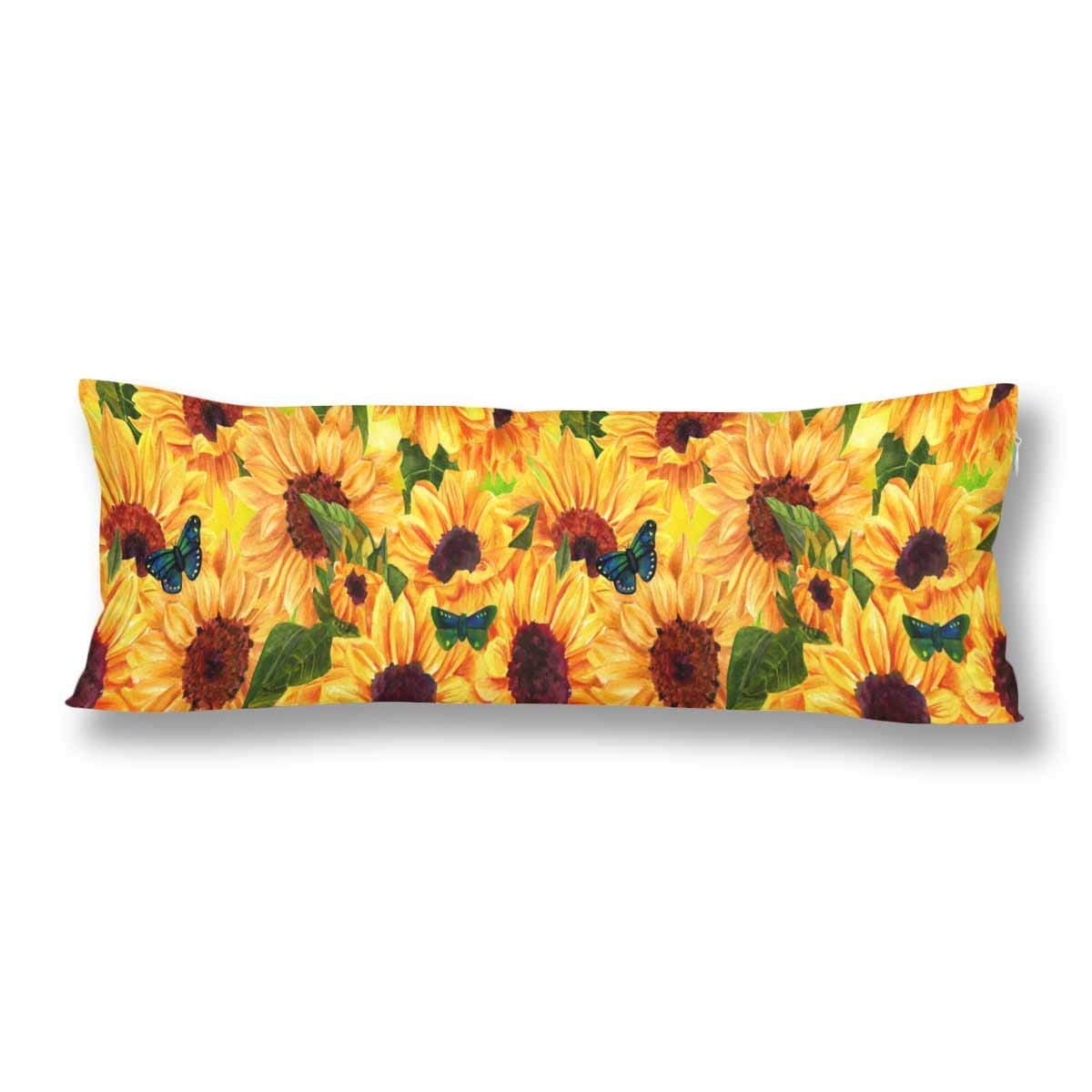 GCKG Summer Warm Sunflower Body Pillow Covers Pillowcase 20x60 inches