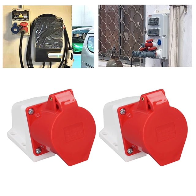Enchufe Industrial, Uso A Largo Plazo 5 Pines PP Y Latón 32A IP44 Enchufe Industrial Trifásico Ligero Impermeable 240-415V Para Taller Camping