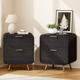 thumbnail image 3 of LGHM Set of 2 Nightstands with Charging Station, 2-Drawer Bedside Tables with USB & Type-C Ports, Mid-Century Modern End Tables for Bedroom, Black, 3 of 13