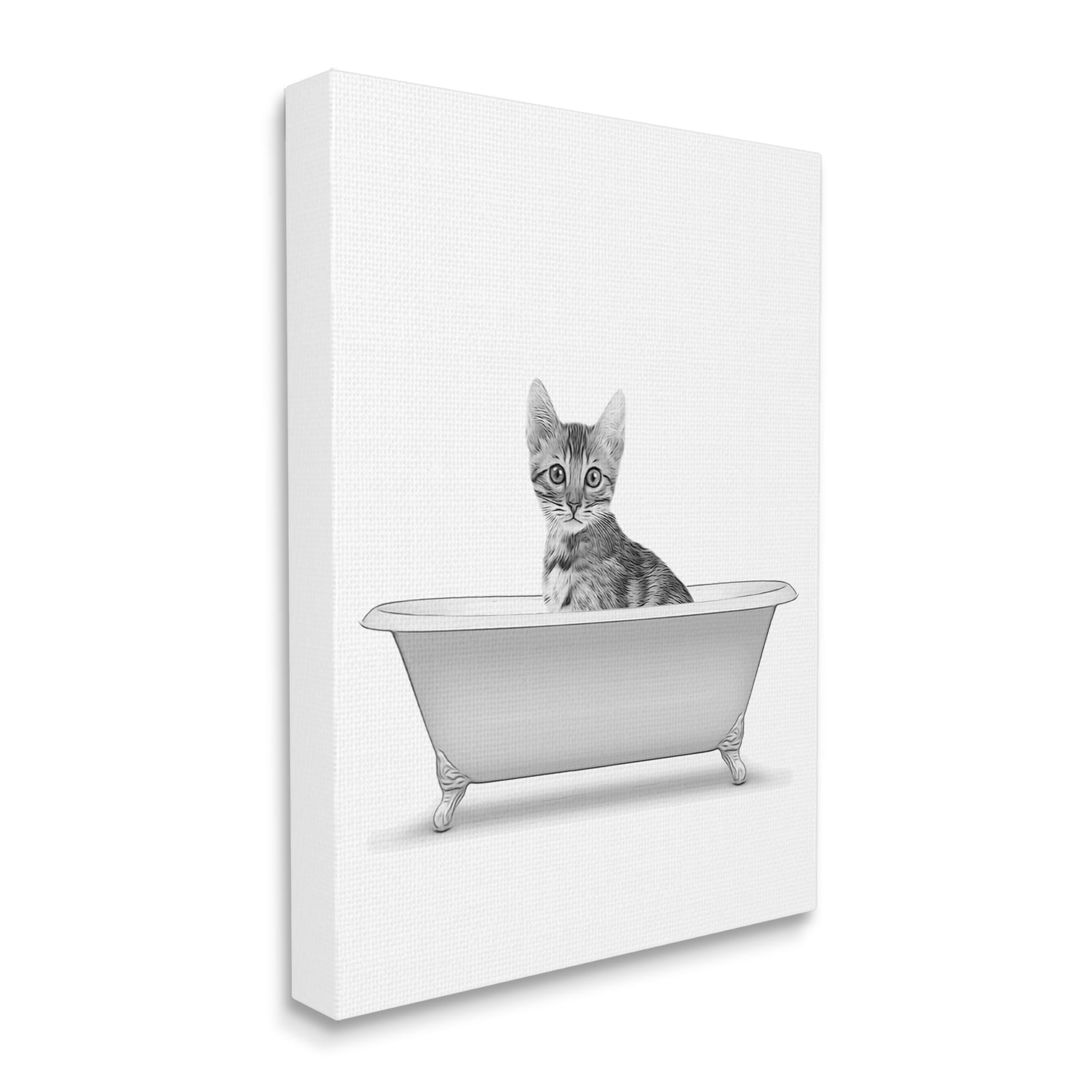Stupell Industries Kitten In Bathroom Tub Animal Animals & Insects Painting Gallery Wrapped Canvas Print Wall Art