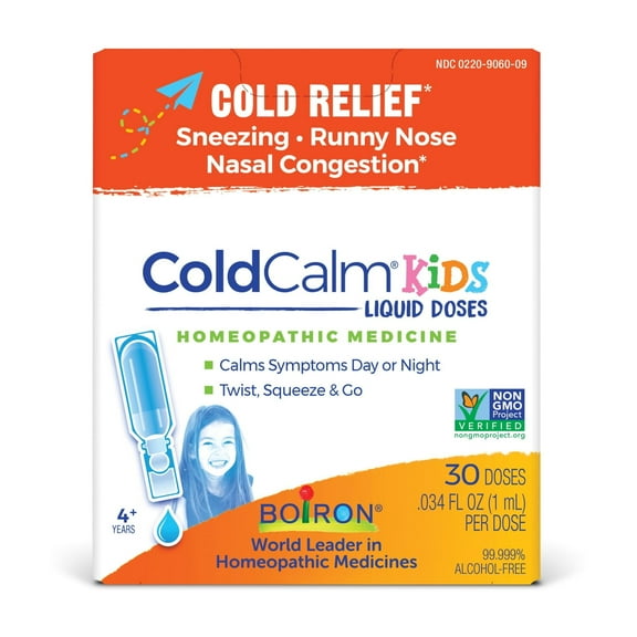 Boiron Coldcalm Kids Liquid Dose, Homeopathic Medicine for Cold Relief, Sneezing, Runny, 30 Single Liquid Doses