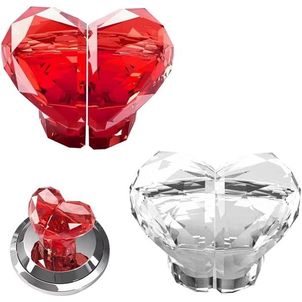 2 botones de inodoro con diseño de corazón, botón pulsador de descarga de inodoro de repuesto, accesorio de botón de descarga portátil, herramienta de empuje de agua