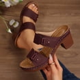 thumbnail image 2 of Lenago Women Sandals Casual Comfortable Plus Size Solid Color Round Toe Open Toe Heel High-Heeled Sandals 43, 2 of 9