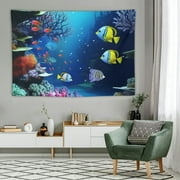 Creowell  Wonderful Underwater World Tapestries Colorful Fishes Seaweed Sea Plants Tapestry for Bedroom Aesthetic Home Decor Backdrop Men Women Dorm Wall Tapestry 60x40 Inch 60x40in