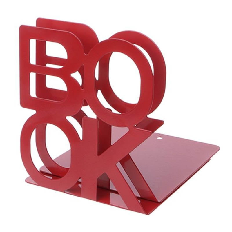 2 Pcs Alphabet Book Shaped Metal Bookends Iron Support Holder Desk Stands U7Q1 