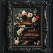 Dark Academia Library Wall Art Print, Vintage Dark Romance Decor, Bookish, Floral Botanical Cottagecore, Moody Vintage Victorian Wall Art, Modern Wall Decor, 8x12 UNFRAMED
