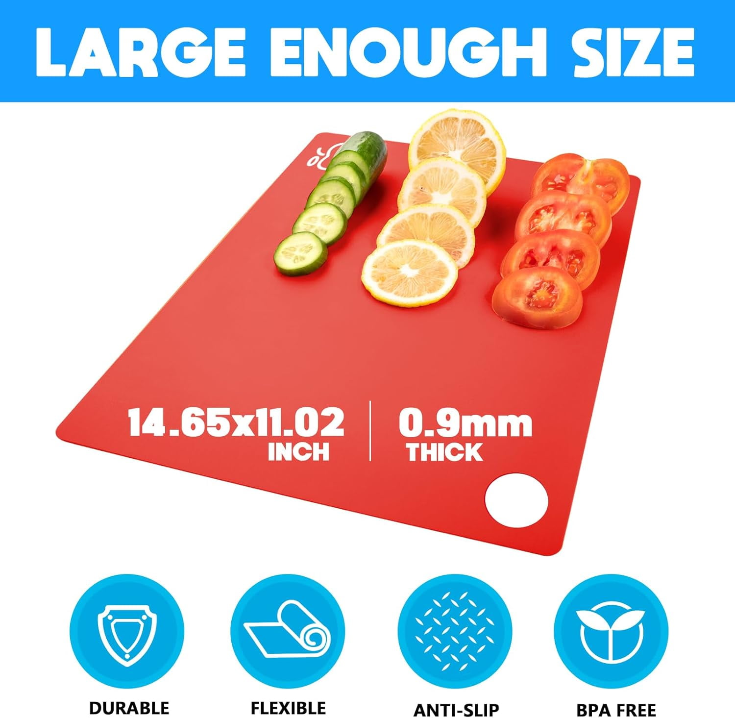 MKEUDQ-GoodLuck 5 Pieces Flexible Cutting Boards with Hanging Hole, BPA Free Plastic Cutting Boards for Kitchen, Non Slip Cutting Mat for Meat and Vegetables