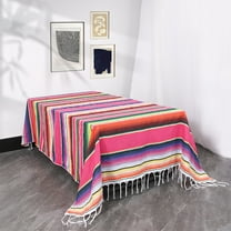 chaungfeng Multifunctional Woven Blanket Conditioning Blanket, Mexican Tablecloth for Wedding Party Decorations, Square Fringe Cotton Serape Blanket Bright Colors Table Cover Picnic Mat