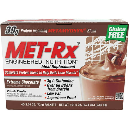 MET-Rx Meal Replacement Extreme Chocolate Protein Powder, 2.54 oz, 40