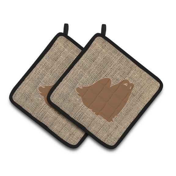 Carolines Treasures BB1079-BL-BN-PTHD Maltese Faux Burlap and Brown Pair of Pot Holders , 7.5HX7.5W, multicolor