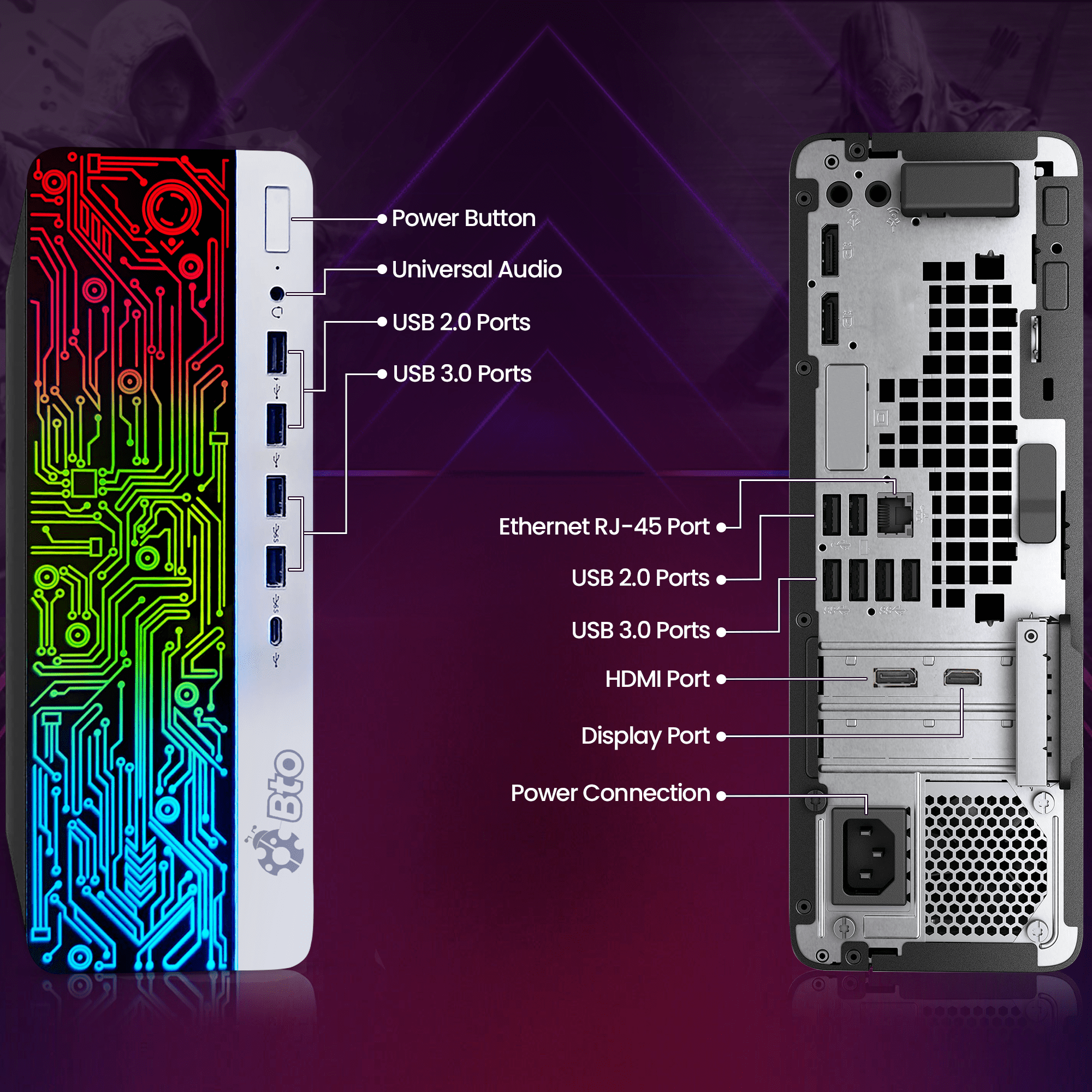 Refurbished HP Gaming Desktop, Intel Core i7-6700, 16GB RAM, 512GB SSD, NVIDIA GeForce GT 1030, 22" Monitor, RGB Set