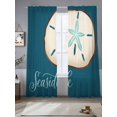 thumbnail image 2 of Seaside Shell Sheer Curtains 2 Panels Set Vintage White Shell Teal Green Texture Sheer Window Curtains Light Filtering Rod Pocket Voile Drapes for Bedroom Living Room 52"X84", 2 of 8