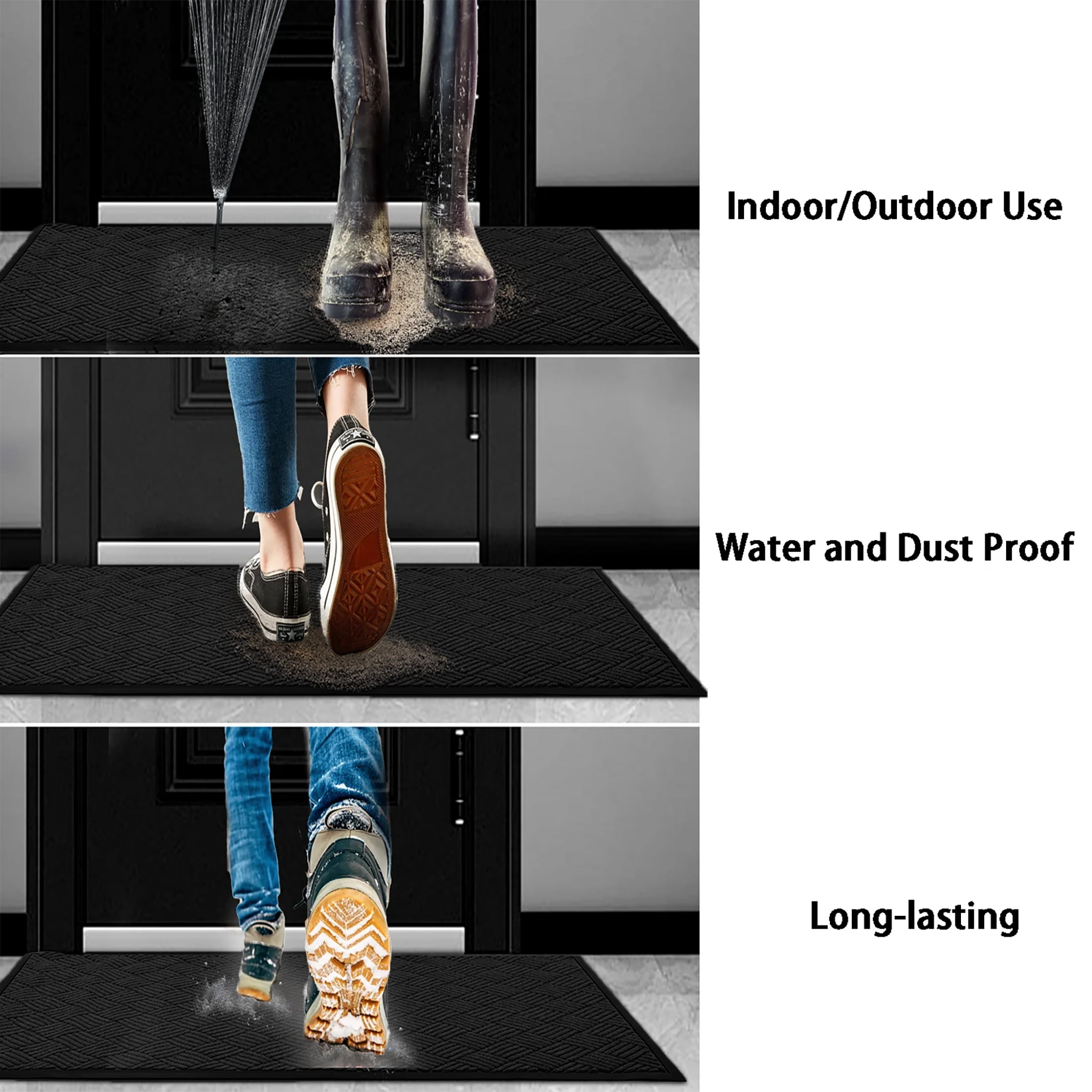 WANLISEL 3 x 5 ft Anti-Slip Carpet Door Mat, Entrance Floor Doormat, Industrial Entry Carpet Indoor Outdoor Entryway Rug, Black