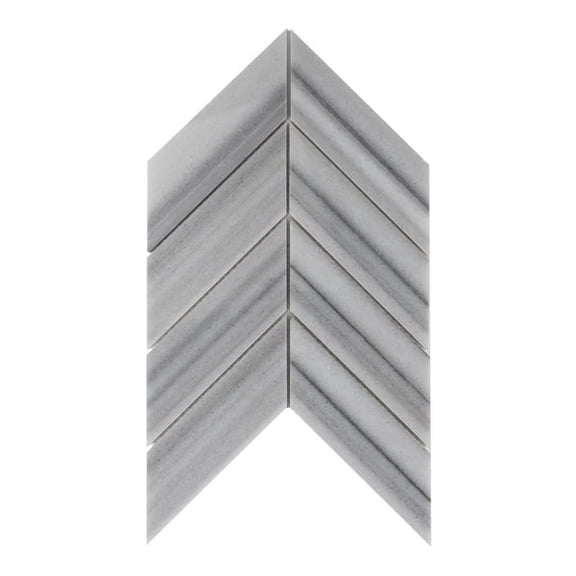 White & Gray Chevron Polished Marble Mosaic Floor and Wall Tile, 8" x 12" Sheet, 3.33 sq. ft. per Box