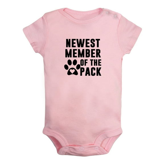 Newest Member Of The Pack Funny Rompers For Babies, Newborn Baby Unisex Bodysuits, Infant Jumpsuits, Toddler 0-24 Months Kids One-Piece Oufits (Pink, 0-6 Months)