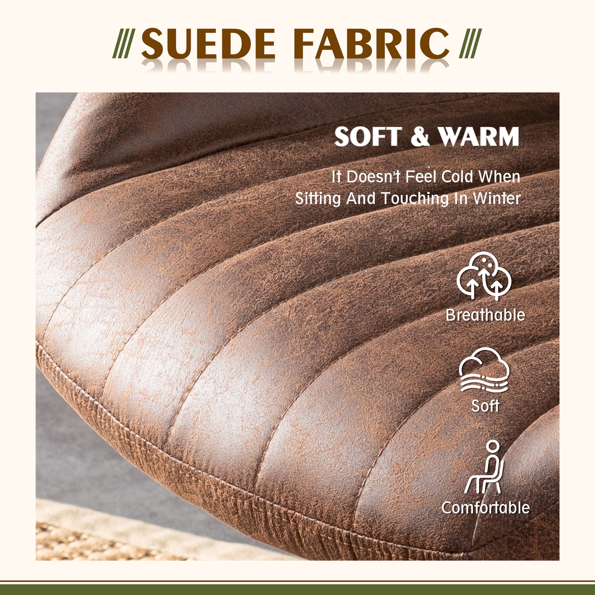 Toject Executive Desk Chair, Ergonomic Office Chair with Lumbar Support, Suede Leather, Dark Brown