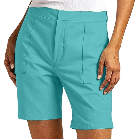 Aihuaihua 2026 Bermuda Shorts for Women Straight Leg High Waisted Chino Shorts Summer Vacation Outfits with Pockets