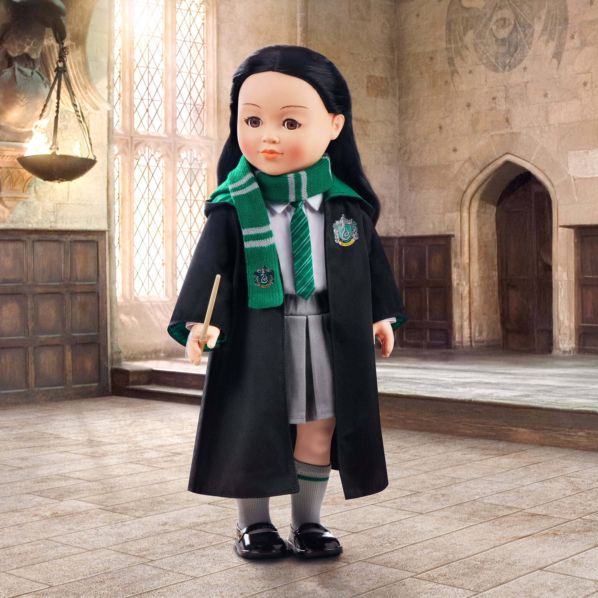 Harry Potter ™ Slytherin ™ School Uniform with Wand for 18-inch Dolls Toys Kids 5 Years +