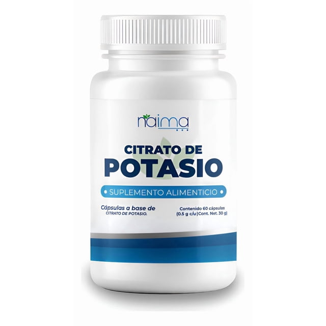 Citrato De Potasio 500mg Naima 60 Cápsulas Alta Pureza Sin Sabor