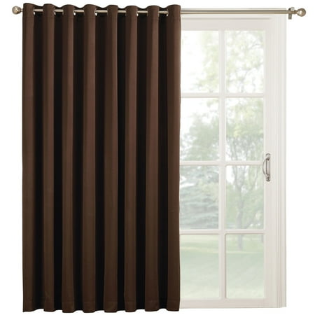 Draperies For Patio Doors Energy Saving Blackout Patio Door Curtain Panel, 99% Light Blocking, 84 x 100 Inches, Chocolate ()