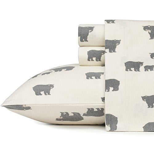 Eddie Bauer Bear Family Flannel Sheet Set, King, Gray