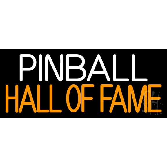 Pinball Hall Of Fame 2 LED Neon Sign 6 x 15 - inches, Black Square Cut Acrylic Backing, with Dimmer - Bright and Premium built indoor LED Neon Sign for wall décor, arcarde, and storefront.