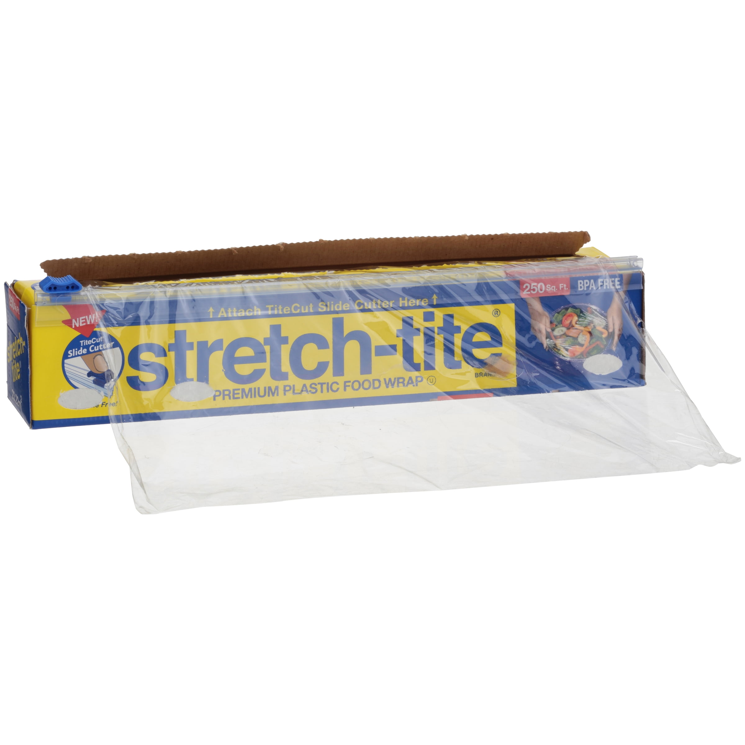 Stretch-Tite Premium Food Wrap with Ticket Slide Cutter, 12 x 250', 250  Square Feet
