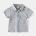 thumbnail image 4 of WOLLED Baby Toddler Boys Short Sleeves Lapel T-Shirt 1-7T Kids Summer Pullover Cotton Shirt Tops with Buttons Casual Solid Color Tee Shirt, 4 of 11